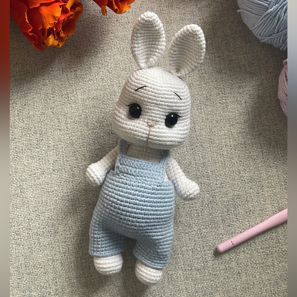 ‼️Handmade/Crochet Bunny In Jumpsuit‼️